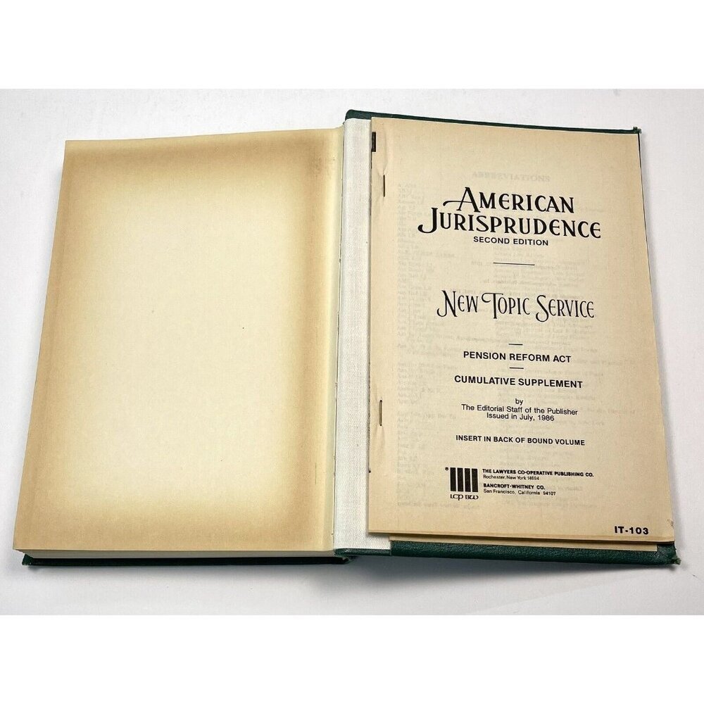 American Jurisprudence 2D Pension Reform Act New Topic Service (1975, Hardcover) - Picture 9 of 11